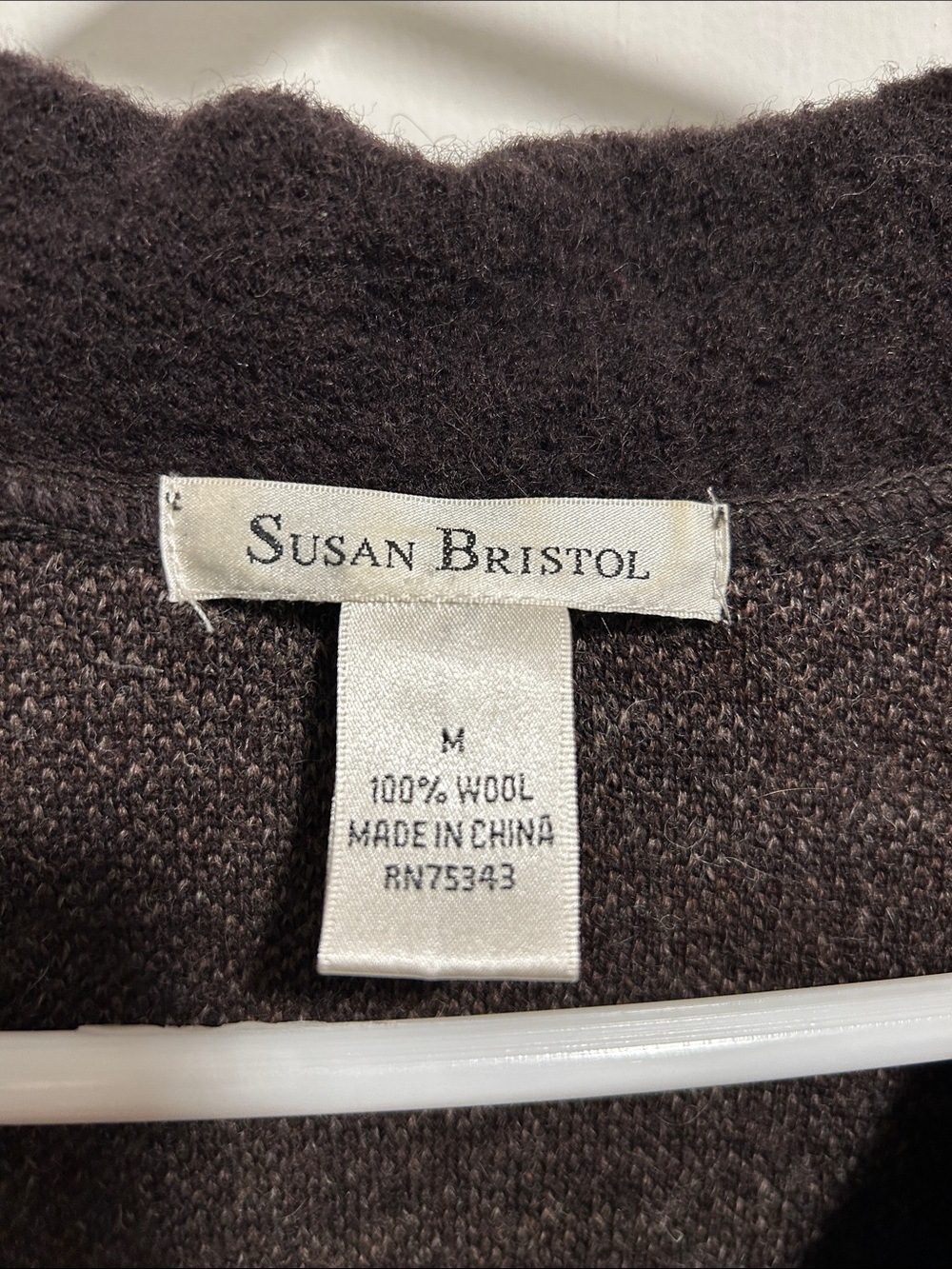 Susan Bristol Brown Chevron Knit Shawl-Collar Cardigan - Picture 2 of 6